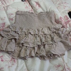 Ocean Drive Cream Bubble Crop Top Smocked Ruffled Casual